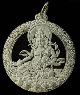 純銀黃財神墜