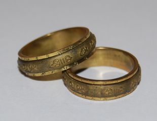 鍍金與銀嗡字戒指 (Om