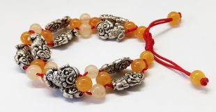 純銀皮貅黃玉手串(可調整大小) (特價)